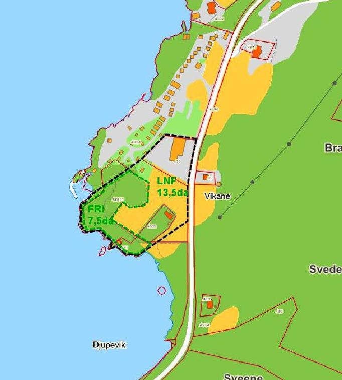 Område B9 Juvik Areal: 21da Oversiktkart Planlagt arealbruk: Hytteområde LNF-spreidd.