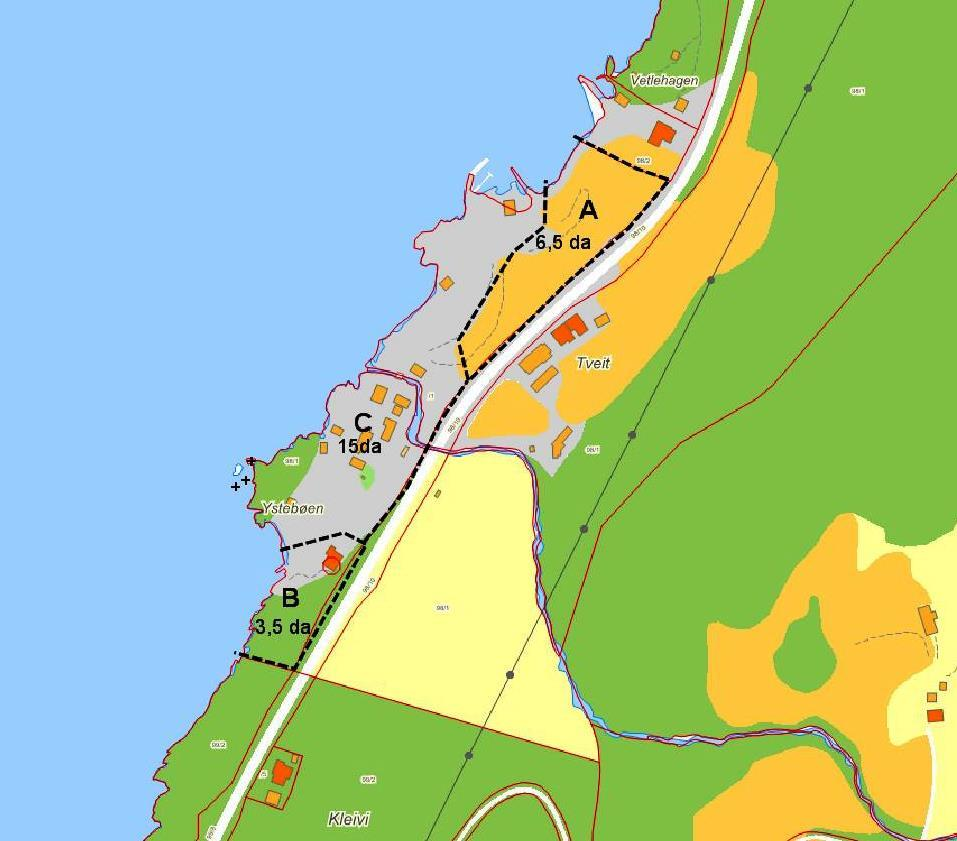 Område B10 Tveit, Vangsnes Areal: 10da Planlagt arealbruk: Turisme/fritid.