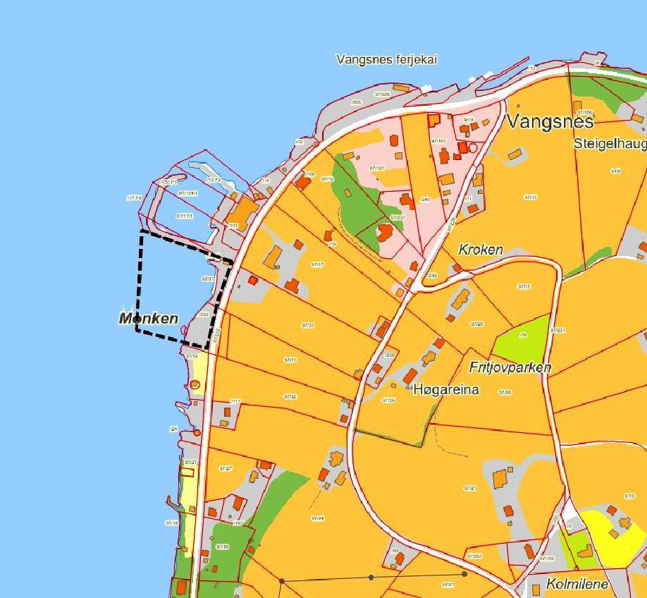 Område B14 Småbåthavn Vangsnes Areal: 12da (2daa landareal) Oversiktkart Planlagt arealbruk: Utviding av småbåthavn Forslag/innspel: Vangsnes småbåtlag Detaljkart Planstatus : Friområde, NFFF(sjø)