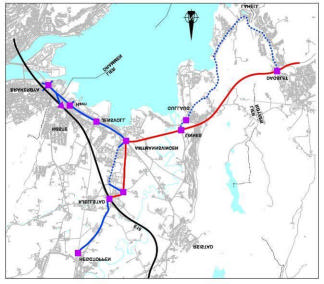 kobles til et nytt fullt kryss med E18 på Brakerøya/Strandbrua (alternativ Ia) eller Jensvoll (alternativ Ib). Statens vegvesen anbefaler at hovedvegsystemet i ytre Lier bygges ut etter vegsystem Ia.