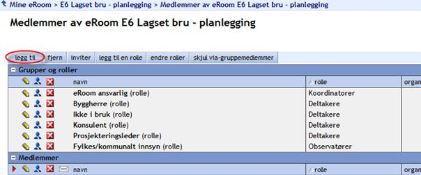 3. Medlemshåndtering Alle eroom har et sett medlemmer som har tilgang til hele eller deler av rommet. Hva det enkelte medlem har tilgang til styres gjennom egendefinerte roller.