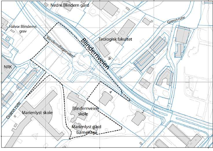 Hensikten med planen er å regulere tidligere veigrunn til byggeområde, regulere eksisterende skole og barnehage i tråd med faktisk arealbruk, og sikre Grønn rute gjennom området.