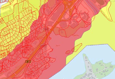 76 regulering av E18 og innhold i sentrumsformålet. Det må tas hensyn til støyforholdene ved planlegging av evt. ny bebyggelse med støyfølsomme formål, og gjeldende retningslinjer må tilfredsstilles.