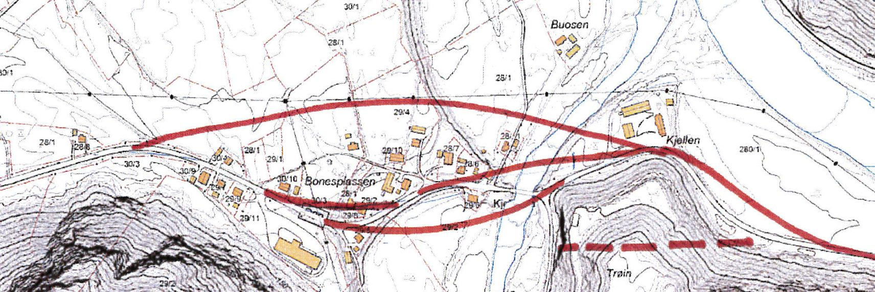 1 2 3 Figur 4 Prinsippforslag. Tunnelforslaget vil komme over økonomisk ramme for prosjektet. Byggherreoverslaget gjennomført av vegvesenet i 2010 oppga en brukostnad på 18 mill.