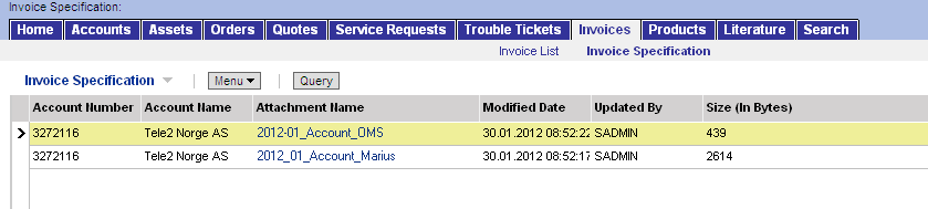 Utvidet funksjonalitet i Invoice modulen Nytt view under Invoice Invoice Specification Det vil være mulig å laste ned grunnlag for fakturering på.