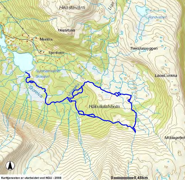 4.2.2. Erosjon og sedimentasjonsforhold ved alternativ (A1) Overføringstunnelen fra Tverrdalen munner ut i en av tre forgreninger av Lasseelva lengst øst i Håkvikdalen ved ca. kote 600.