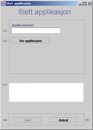 3.4.1.5 Applikasjon Importere applikasjon: Use case B12 Legg inn applikasjon (1) Dropdownbox som viser filstruktur. (2) Går en katalog opp i filstrukturen. (3) Går til hjemmekatalogen.