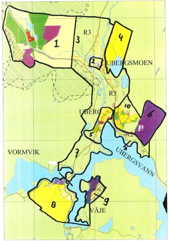 Kart 2: Planområde fra høringsutkastet til ny reguleringsplan for Ubergsmoen.