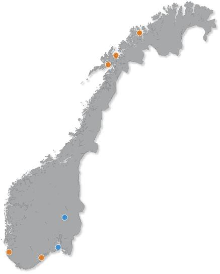Region Nord fra Oppdal til Vardø 1275 km luftlinje, 1775 km korteste bilveg x x x x x 2012; 4 stasjonære og 3 mobile asfaltfabrikker 4