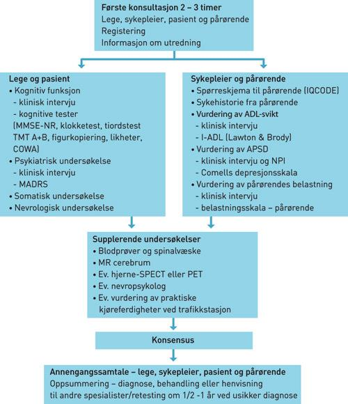 Tekstboks 3.1.2. Prosedyre for utredning ved Hukommelsesklinikken.