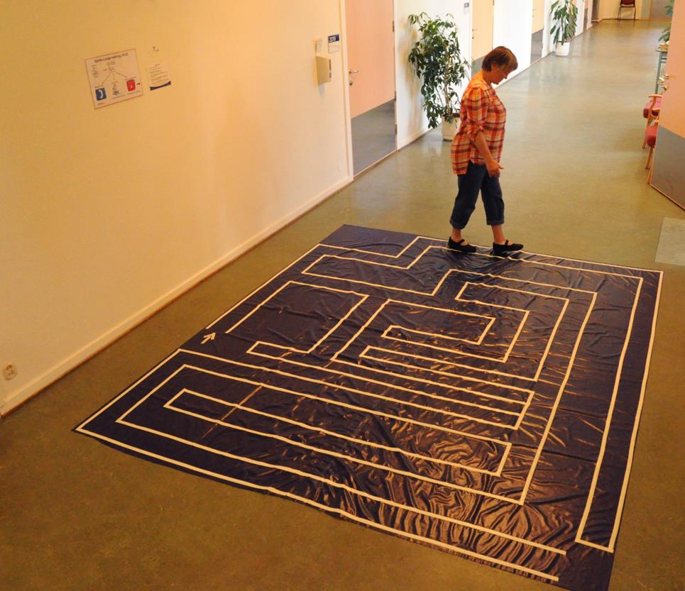 pasientene brukte på å planlegge hvordan de skulle gå, hvor lang tid de brukte på å gå og om de gjorde feil veivalg underveis. Figur 4.5.1 Floor maze test.