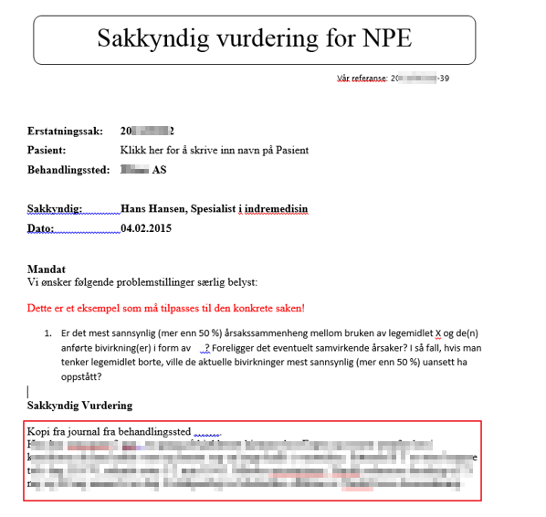 Kopiering av tekst fra PixViewdokument til et Word-dokument. Noen ganger når man sitter og leser journaldokumentet ønsker man å kunne kopiere deler av teksten inn i vurderingen.