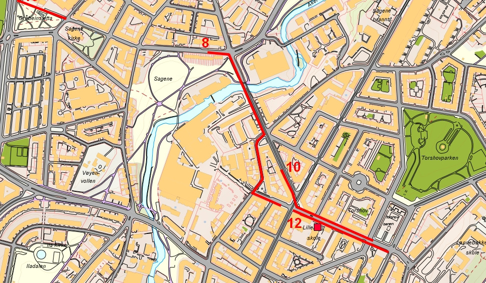 registrerte veiene, for å få et bilde av hvor barna beveger seg i nærområdet. Videre vil det ses nærmere på de 14 veiene som ble registrert som utrygge.