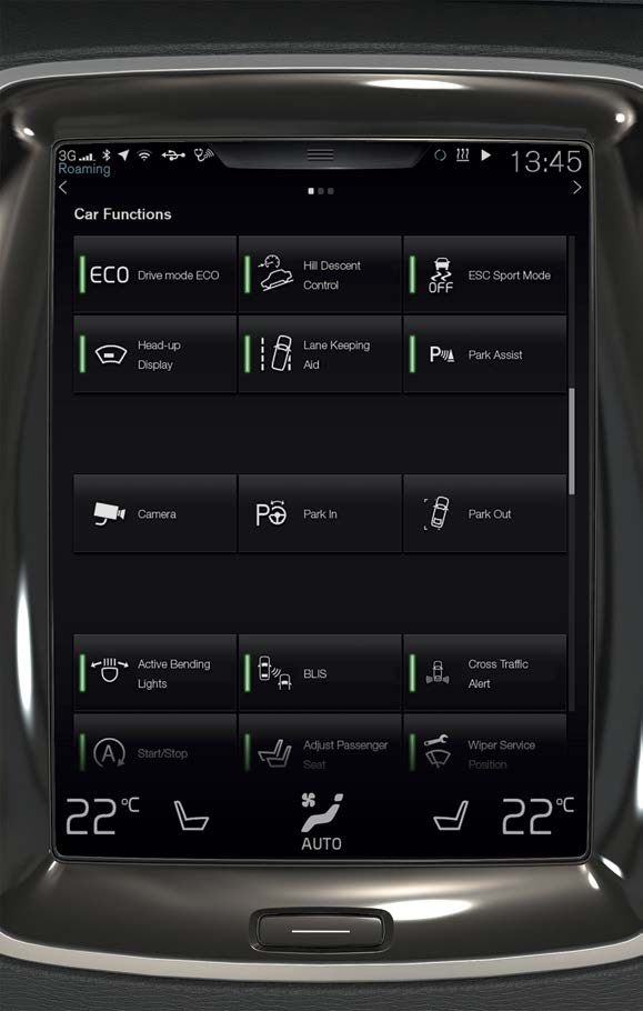 FØRERSTØTTE 03 City Safety City Safety 4 varsler om hindringer ved hjelp av visuelle signaler og lydsignaler. Bilen bremses automatisk hvis føreren ikke selv handler innen rimelig tid.