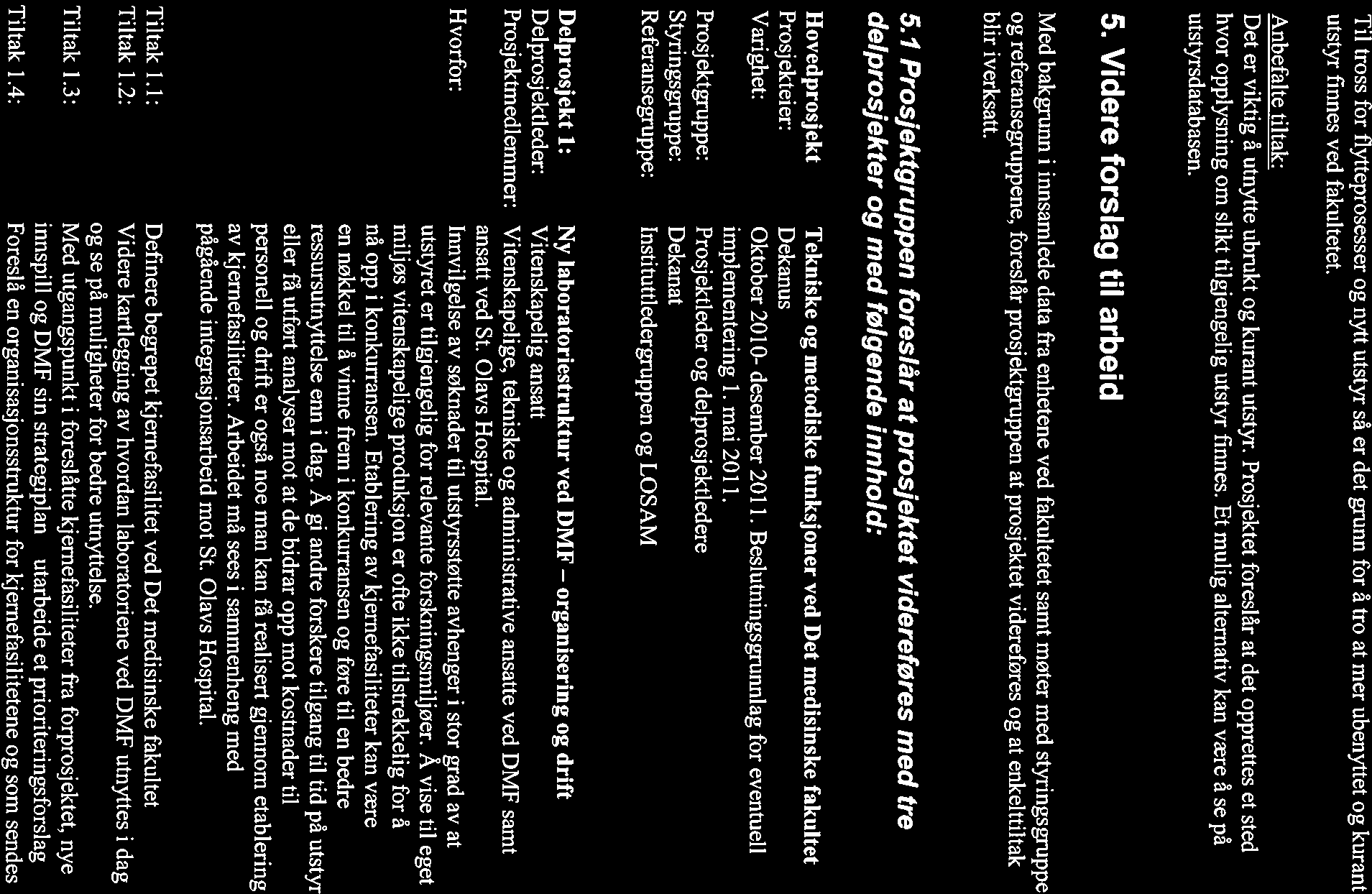 Til tross for flytteprosesser og nytt utstyr så er det grunn for å tro at mer ubenyttet og kurant utstyr finnes ved fakultetet. Anbefalte tiltak: Det er viktig å utnytte ubrukt og kurant utstyr.