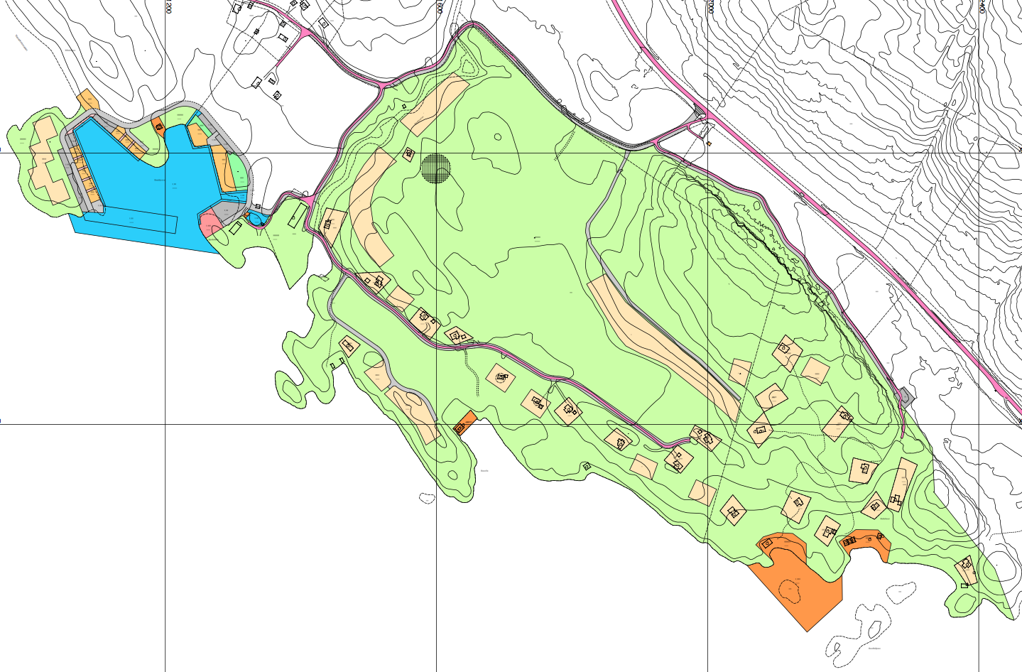 3 UTBYGGINGSPLANENE Figur 2. Kart oversendt av Lurøy kommune som viser reguleringsplan for Selnes havn og Varpen hytteområde. 4 METODE Kartlegging er utført i henhold til DN håndbok 13.