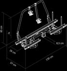 Thule SYKKELSTATIV 21006 Thule Caravan Light Monteres foran på draget til campingvognen. Kan vippes frem slik at man kan få tilgang til gasskasserommet, men da kan ikke syklene være montert.