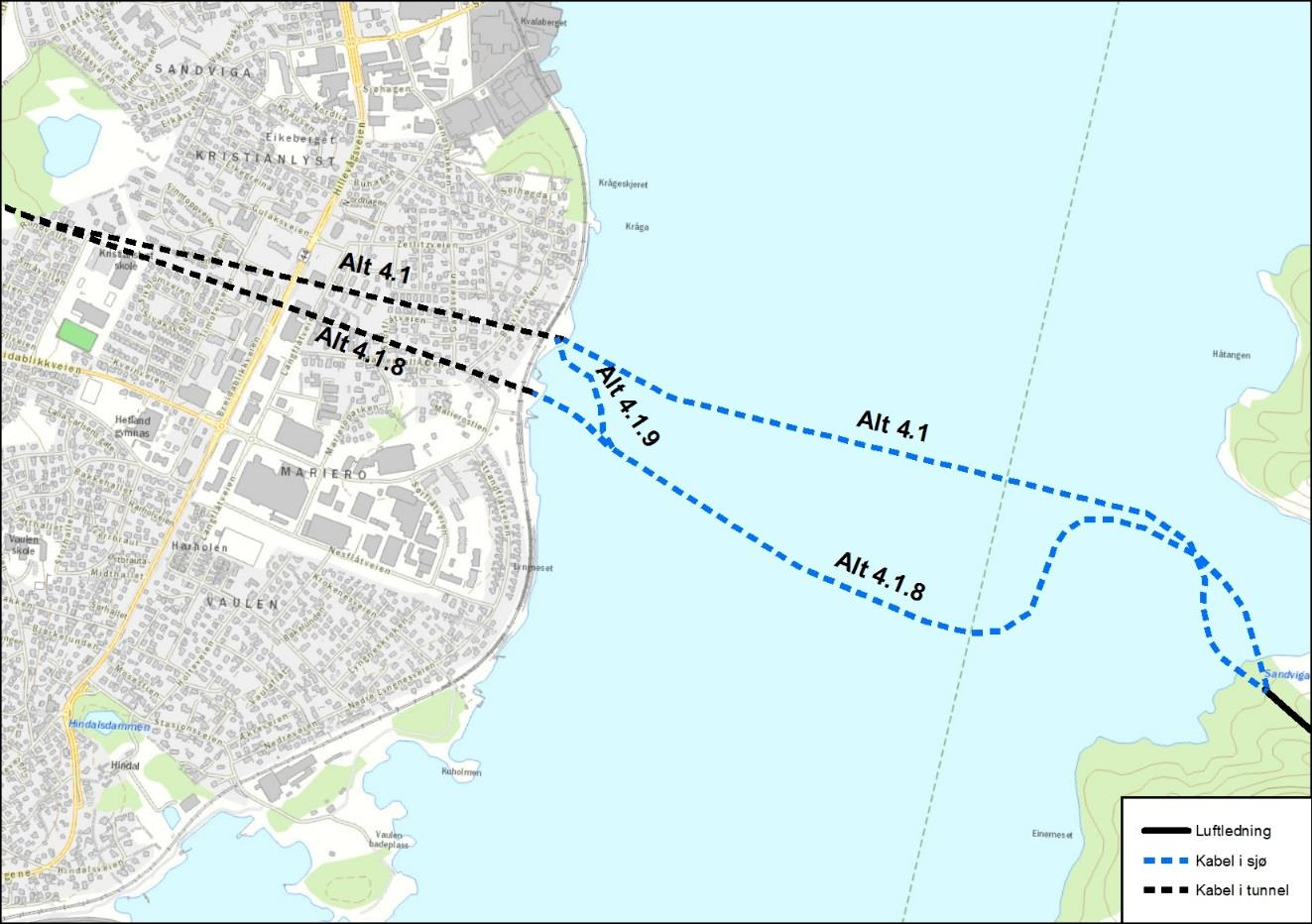 Det er en krevende kabeltrasé ut i fra Sandviga grunnet bratt skrånede terreng.