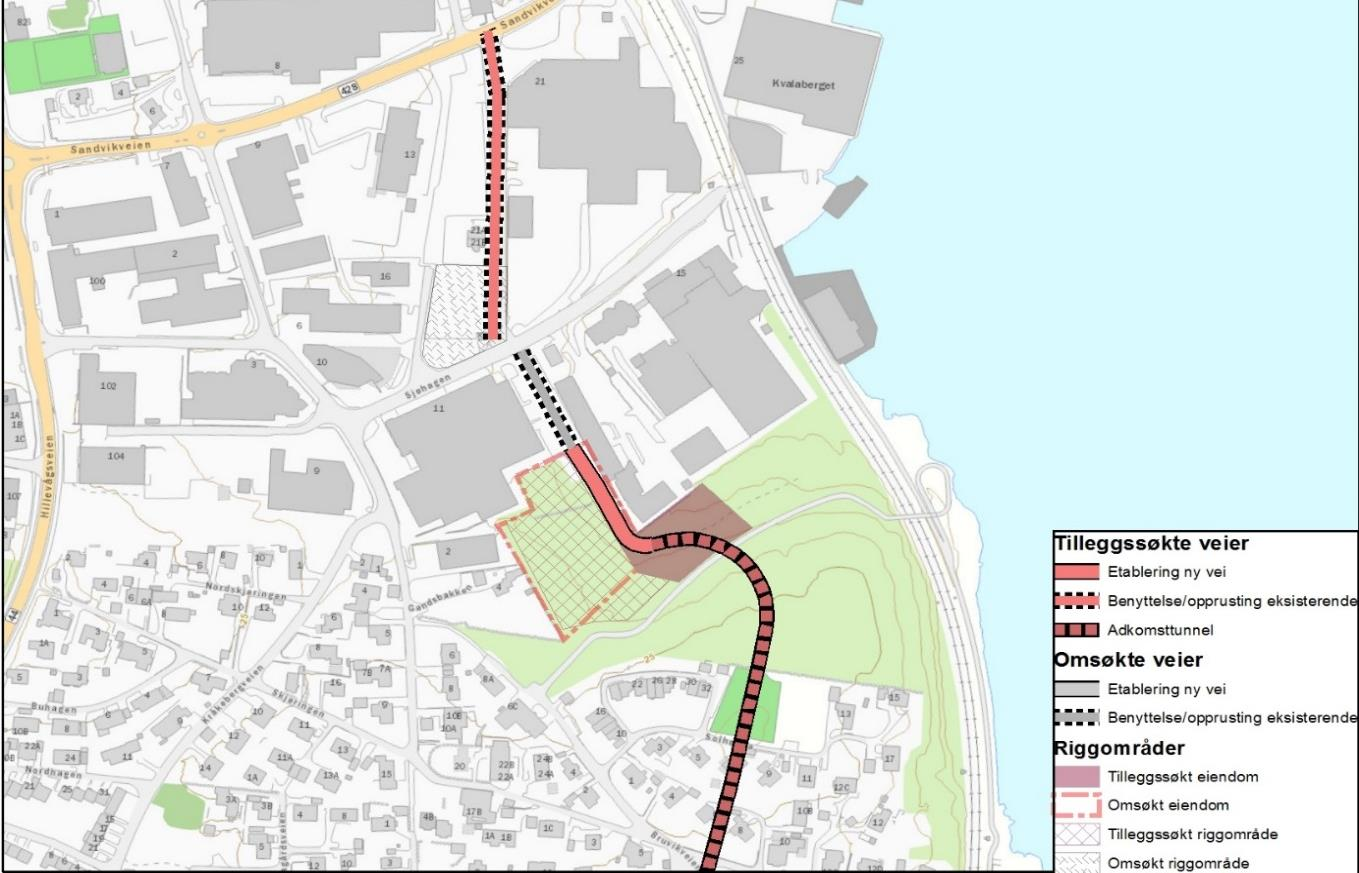 2.5.3 Tunnel 2.5.3.1 Tunnelportal Hillevåg Etter innspill fra grunneier i området har Statnett vurdert en alternativ utforming av konsesjonssøkt tunnelportal ved Hillevåg (Figur 20).