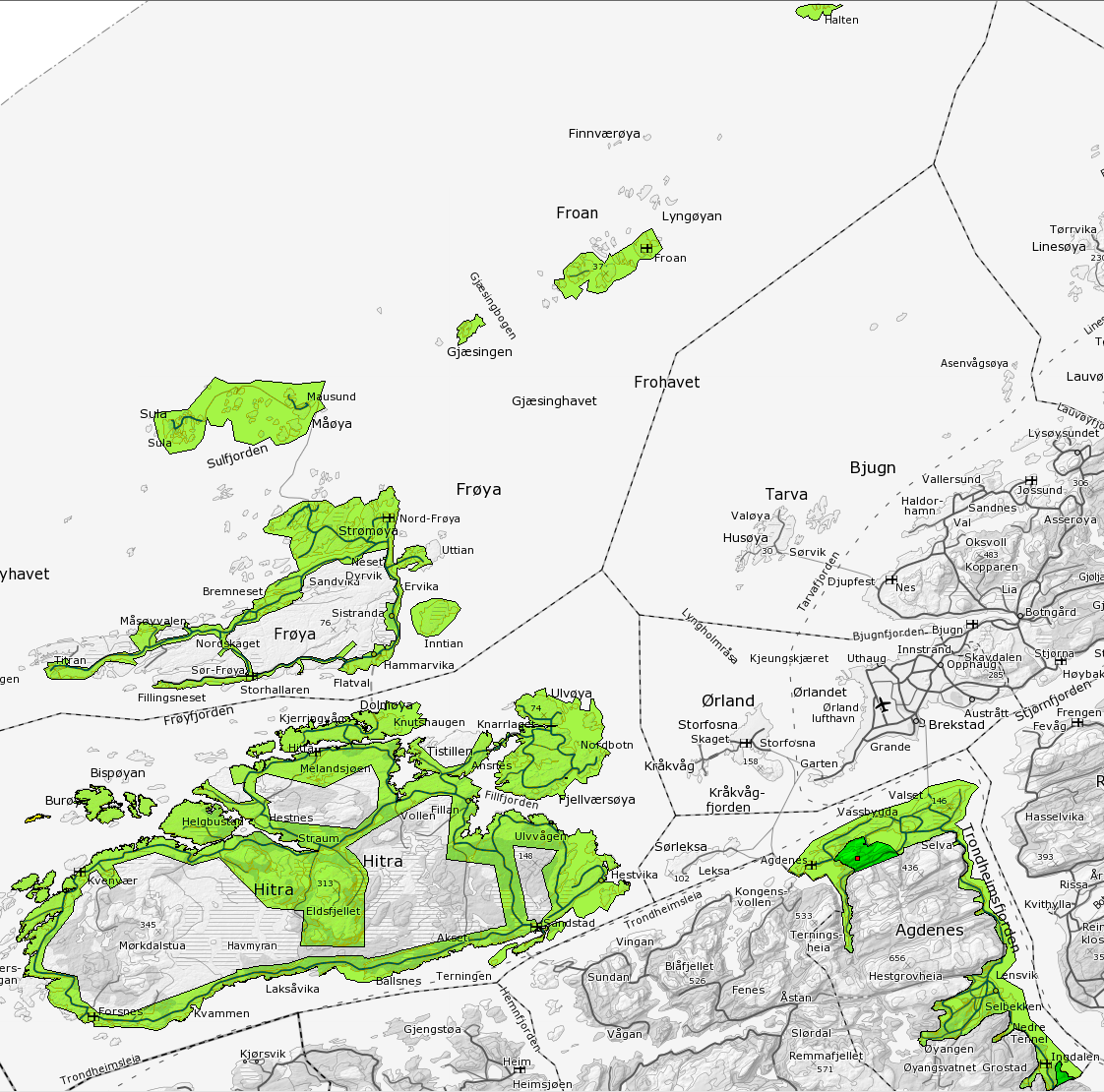 År Kommune Prosjekttype 2015 Hitra Ajourføring FKB-B 2015 Frøya Ajourføring FKB-B 2015 Agdenes Ajourføring FKB-B 2015/2016 Store deler av fylket Ajourføring FKB-C/D og periodisk ajourføring av AR5