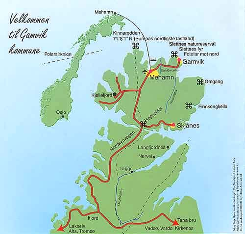 2008-2025 Lokal Energiutredning Gamvik kommune Side 8 av 38 1.3 Gamvik kommune Kommunen grenser mot Berlevåg i øst, mot Lebesby i vest og mot Tana i sør. Kommunesenteret er i Mehamn, hvor det bor ca.