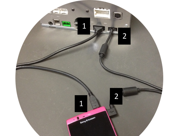 4. Android-enheter med micro HDMI-kontakt Merknader: Clarion CCA771 (HDMI- / micro HDMI-kabel) selges separat USB / micro USB-kabelen leveres ikke av Clarion