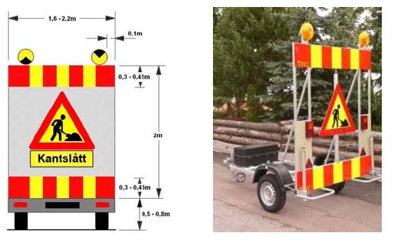 Del 4 Varslings- og sikringsutstyr Varselpanel på tilhenger og lignende Varselpanel kan monteres på tilhenger, tilhenger-redskap eller påhengsvogn, dersom disse tilfredsstiller kravene som er gitt i