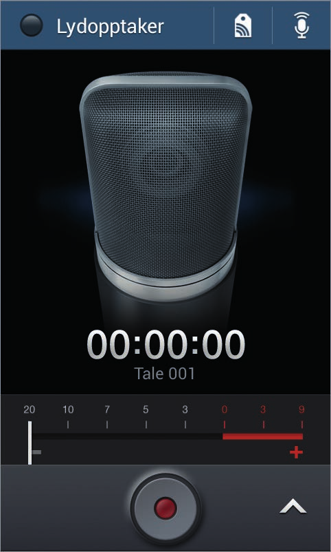 Verktøy Lydopptaker Bruk denne appen til å ta opp eller spille av talenotater. Trykk på Lydopptaker på appskjermbildet. Du kan også trykke på og holde inne taleopptakstasten.