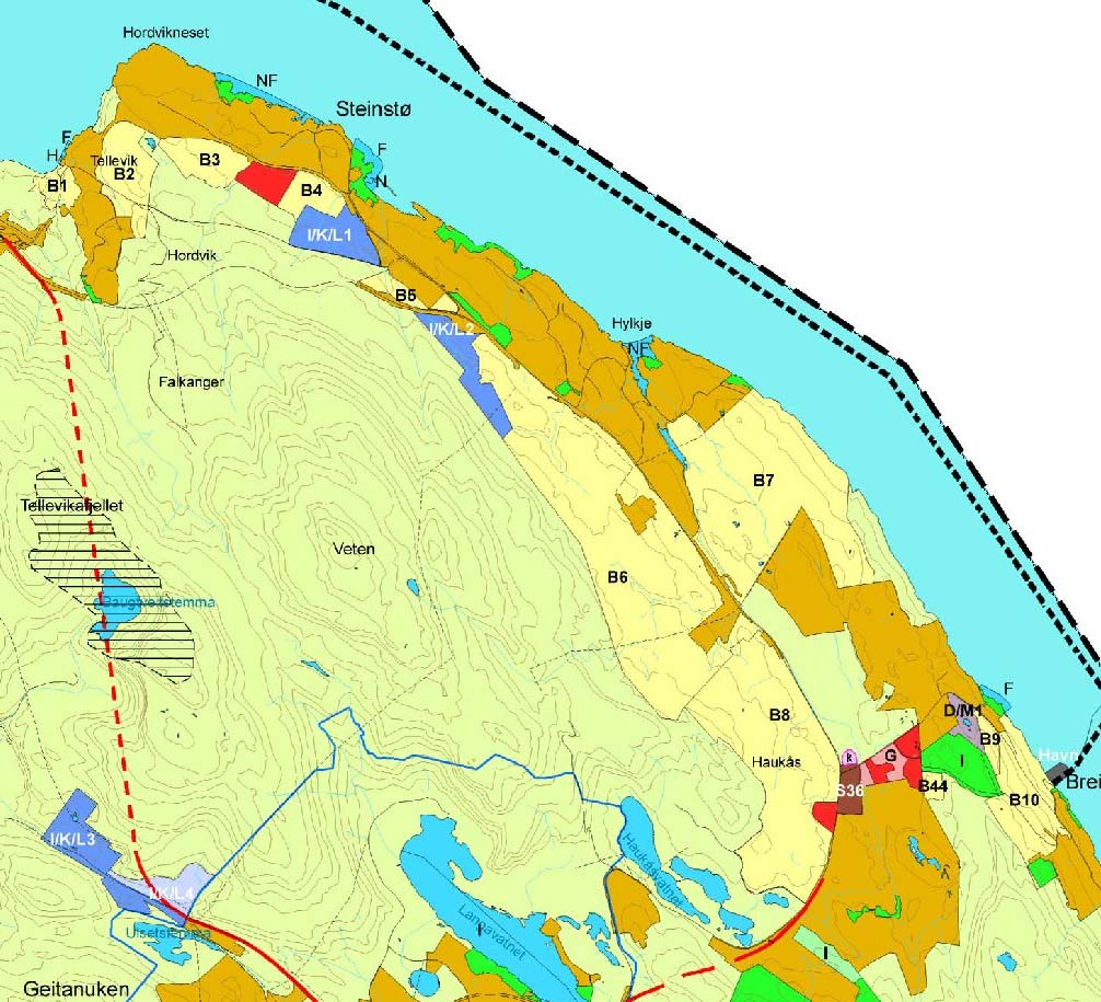 7 Figur 1 Kommuneplankartet over nordre deler av Åsane viser boligområdene som er omfattet av handelsomlandet til lokalsenteret.