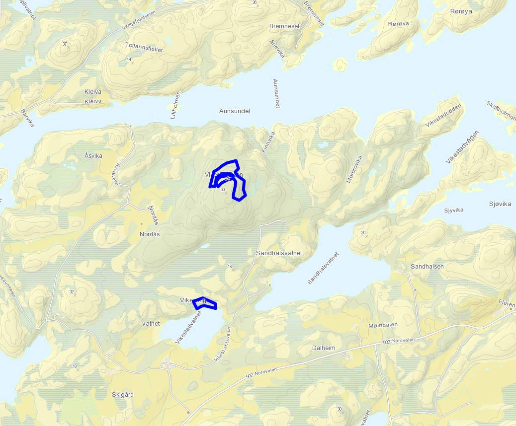 Side 5 av 8 Søknadsområde A ligger høyt i terrenget og opp mot toppen av Vikestadåsen, og det er replanting etter hogst av både sitkagran og norskgran som er omsøkt.