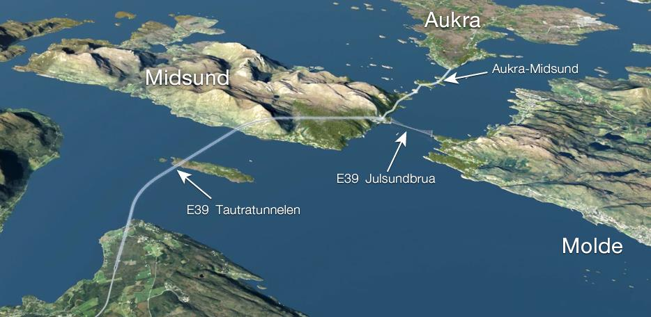 Planleggingsprosjekt E39 Romsdalsfjorden Hengebru hovedspenn ca.