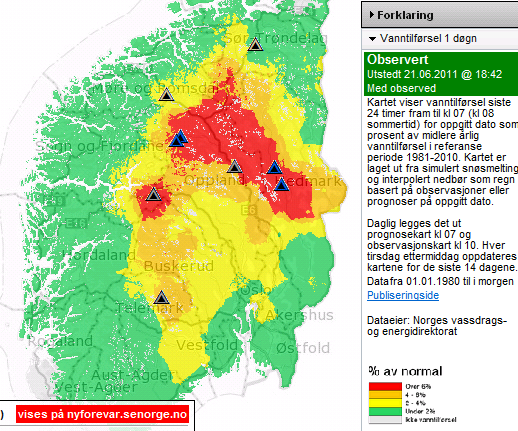 10. Juni 2011 Stor vanntilførsel (regn og snøsmelting