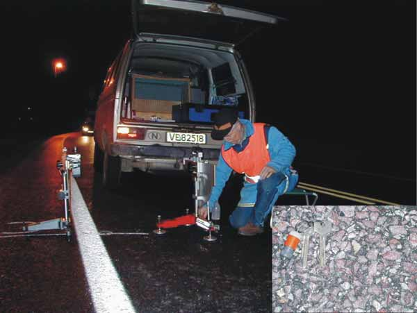 Figur 3. Pendelmålinger på E6-Klett. Innfelt "jaspisdekket" med eksponert grovtilslag. 4.