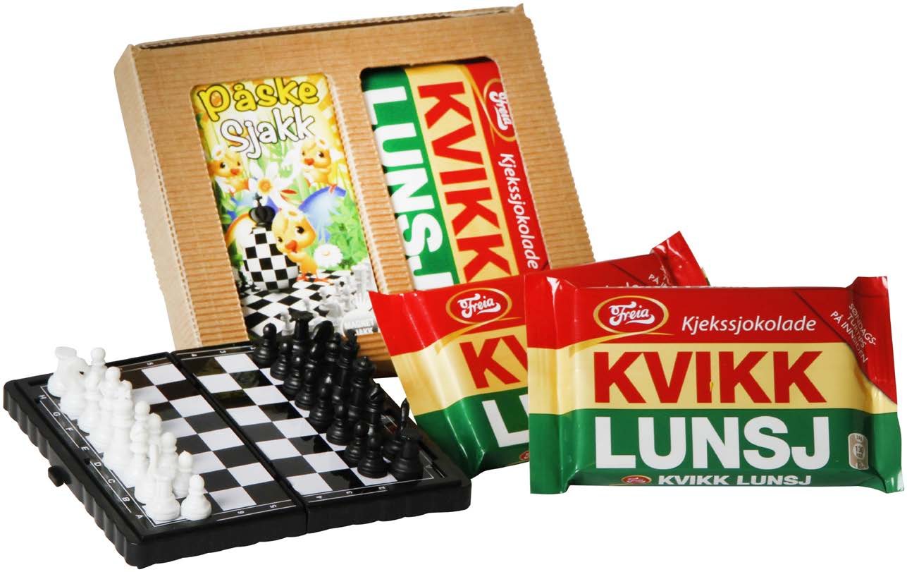 170219 God Påske posen 100g Hamlet melkesjokolade egg i God Påske eske kr 35,00 170221 Påskehilsen Kvikk Lunch 47g Yatzy m terninger kr 35,00 KUNDEGAVEN 170222