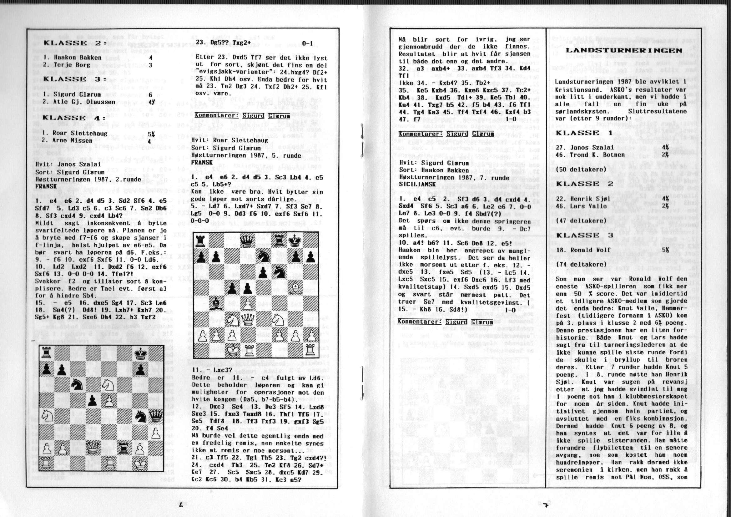 "'H HIHI IMIIIHIIIMIIIIHI : : '! i!, : : : : :!! Ii: : i : i K I. A S S K 2 23. Dg5?? Txg2* 0-1 1. Ilaukon Bakken 2. Torjo Borg K L A S S E 3 = 1. Sigurd Glzrum 2. Alla Gj.