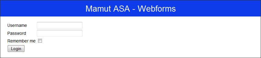 Produktdokumentasjon Mamut Webforms 9 av 48 4.2 Seksjon: User Login Figur 3 - Login Formål Logge seg inn på systemet.