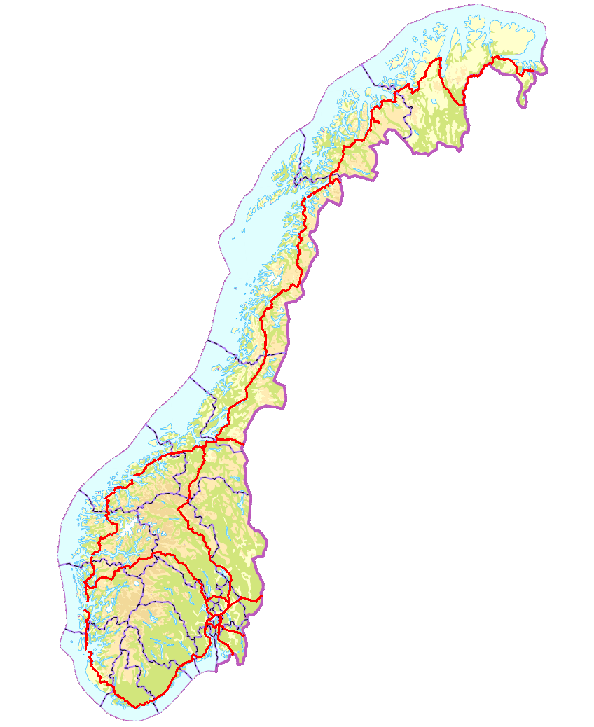 TEN-T vegnettet i Norge Vegnettet i landet fordeler seg på (tall fra SSB datert 12.febr 2014) Ev Rv Fv 6797 km 3765 km 44384 km TEN-T vegnettet i Norge er 5362 km. Det er altså på bare ca.