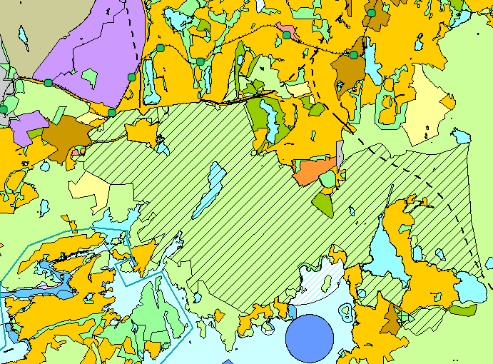 Rådal Hordnes-skogen. Kommuneplan 2010 viser at et stort område er definert som landbruks-, natur- og friluftsområde. I tillegg inngår området i kommuneplanens hensynssone landbruk.