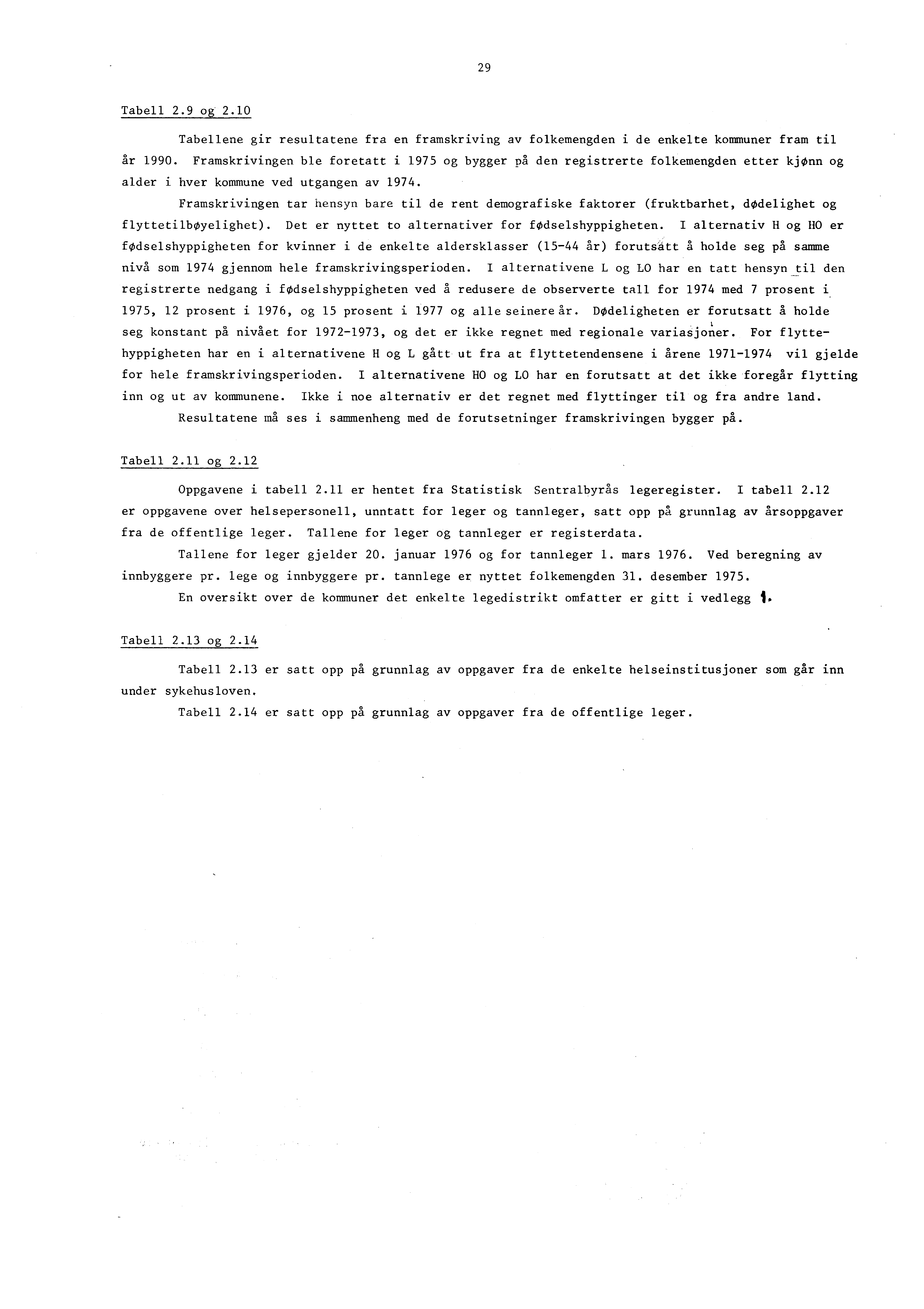 29 Tabell 2.9 og 2.10 Tabellene gir resultatene fra en framskriving av folkemengden i de enkelte kommuner fram til år 1990.