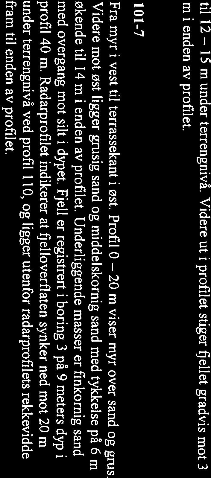 15 2 Krødsherad rensepark e, sør ICG lnterconsu)t Group til 12 m under terrengnivå. Videre ut i profilet stiger fjellet gradvis mot 3 m i enden av profilet. 117 Fra myr i vest til terrassekant i øst.