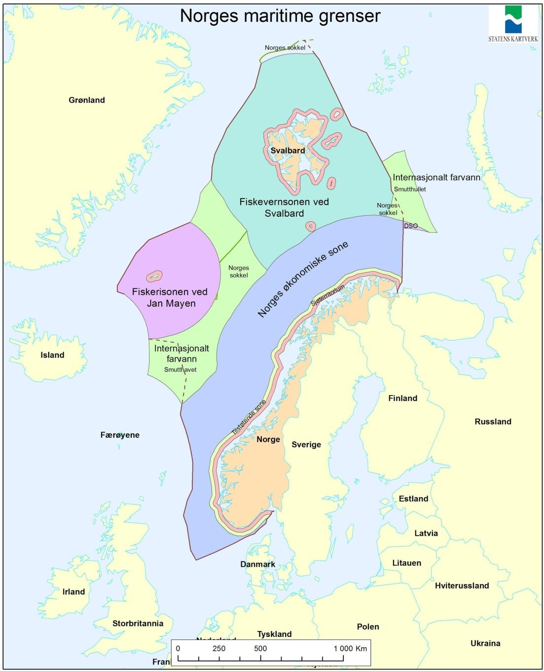 Dette skjedde etter at Norge kartla egen kontinentalsokkel og framla dette for den internasjonale havbunnsmyndigheten (Regjeringen, 2014). Den nye grensen vises på figur 4.3.