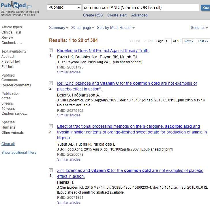 Historikk og Kombinasjonssøking 4 PubMed tester for tiden ut en del nye funksjoner i forbindelse med trefflista (disse vises til høyre for trefflista).