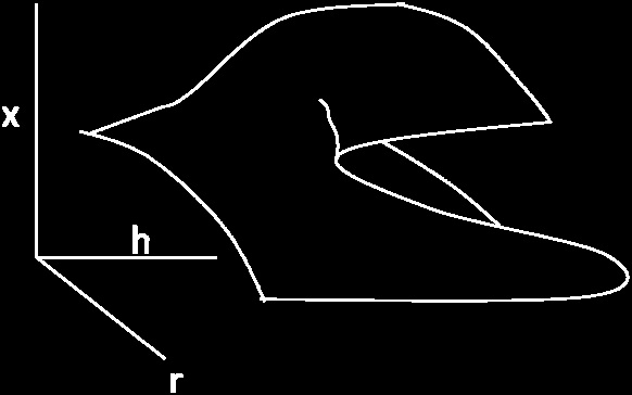 r=2. Flaten folder seg over seg selv og gir