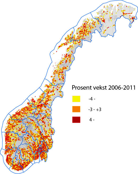 Norsk mal: Tekst med liggende bilde Endring i folketalet 2006 2011, 5 km