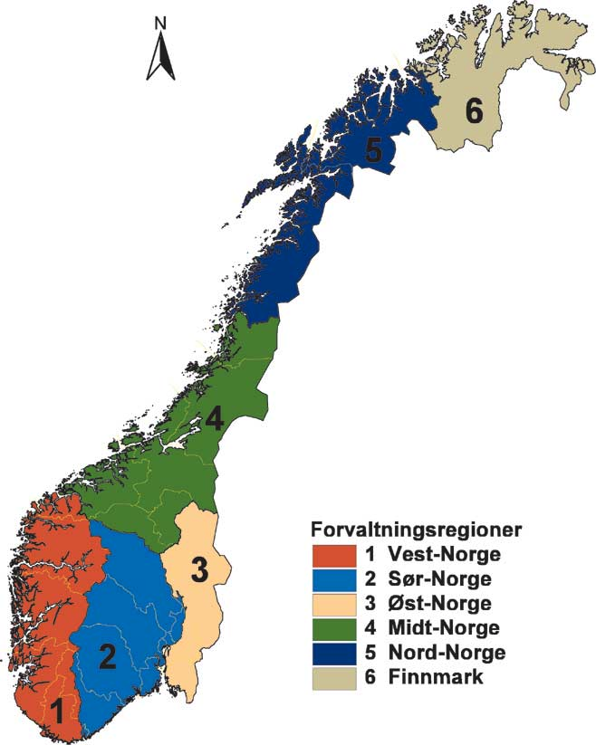 Figur 6-1: Inndeling i forvaltningsregioner