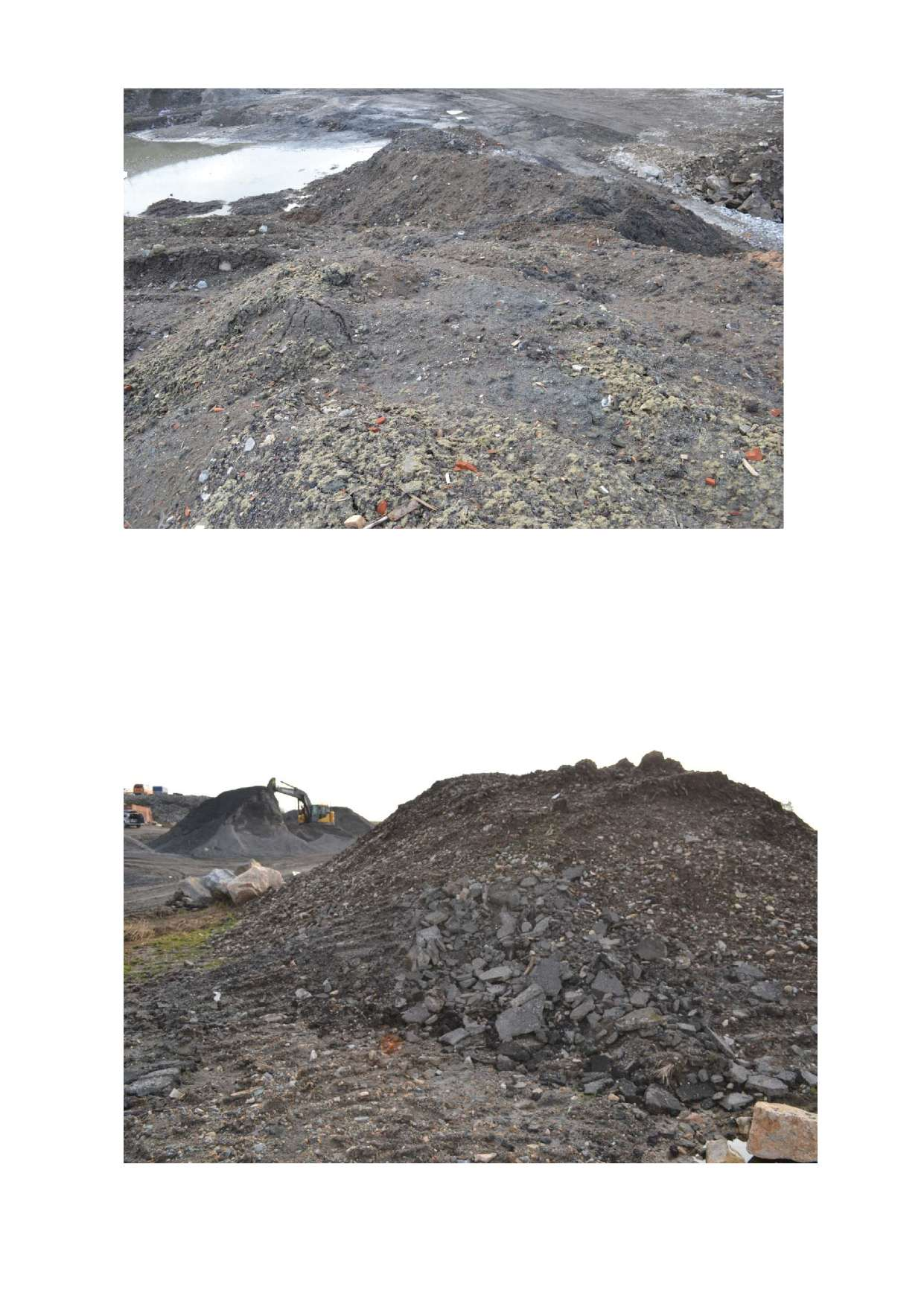 Bilde 2. Jordmasser med innslag av bygningsavfall (mineralull og teglrester).