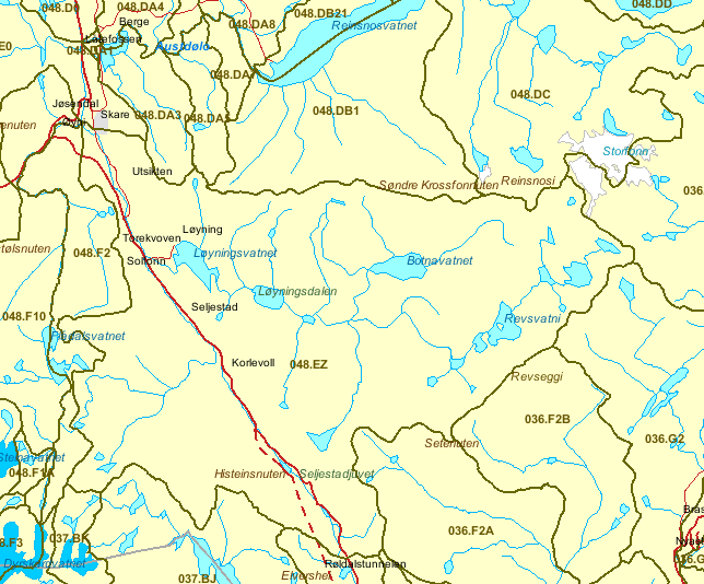 5 RESIPIENTFORHOLD 5.1 Nedbørfelt og brukerinteresser Løyningsvatnet ligger i nedre del av nedbørfelt nr 048.EZ Løyningsdalselva/Opo (Regine NVE).