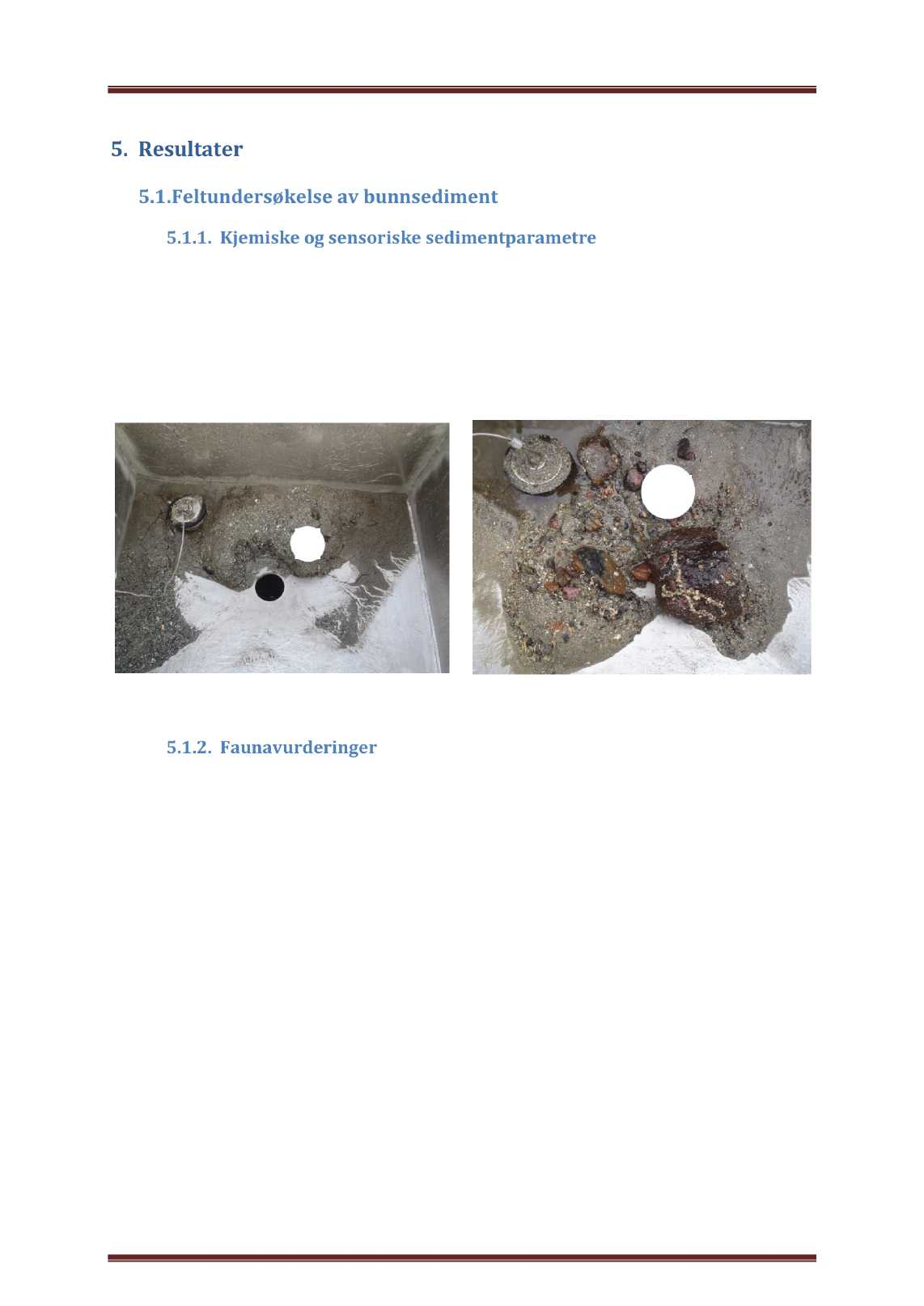 5. Resultater 5.1. Feltundersøkelse av bunnsediment 5.1.1. Kjemiske og sensoriske sedimentparametre Bunnen under lokalitet Breivika består av sand og skjellsand med innslag av grus.