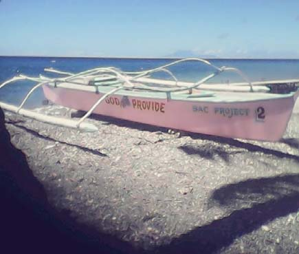 THESE ARE SAVE A CHILD FISHING BOAT PROJECT THIS BOAT IS OPERATED BY JOHN REL BARCELO THIS BOAT IS SOON TO BE OPERATED BY ORLAND MONTALBAN SAC BENEFICIARY. THIS PUMPBOAT NEEDS NEW ENGINE.