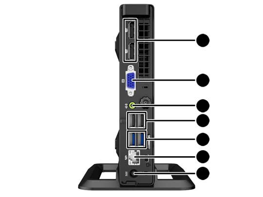 Komponenter på bakpanelet (ProDesk 600) 1 DisplayPort-skjermkontakter 5 USB 3.